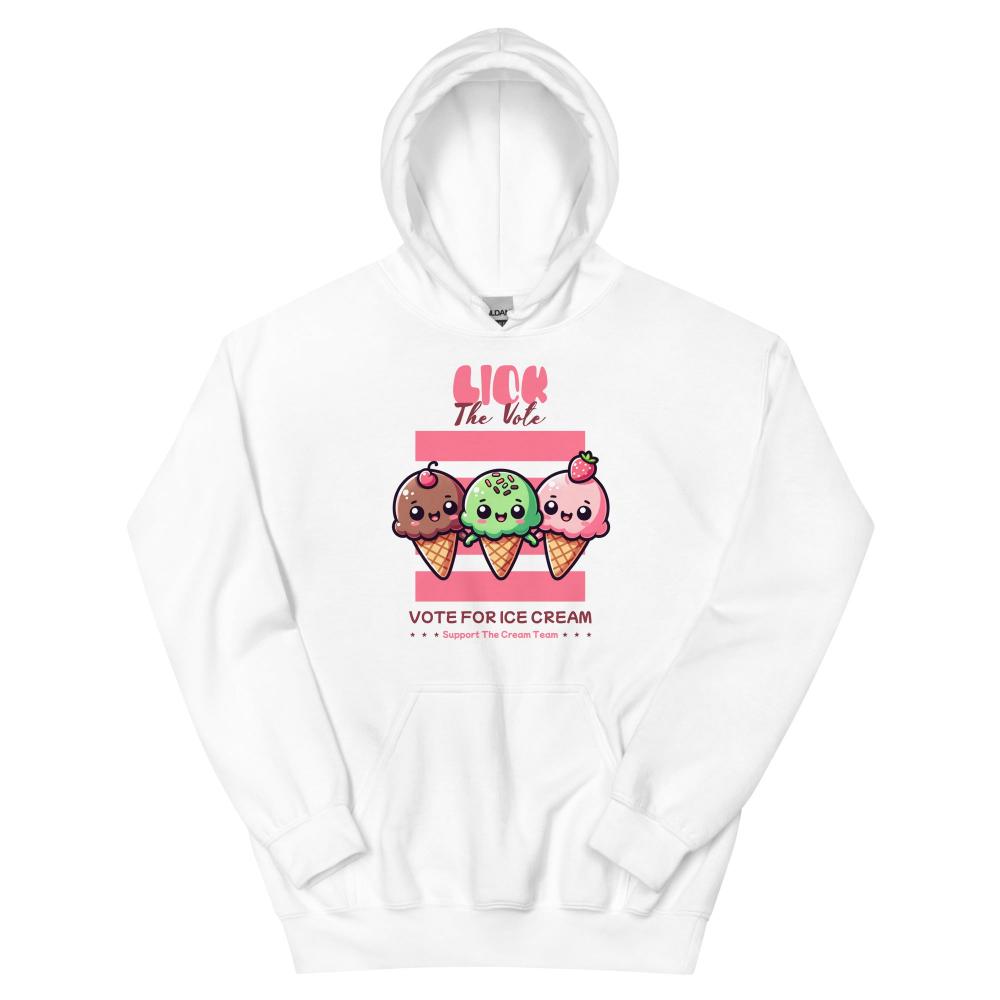Lick The Vote Kawaii Ice Cream Hoodie - White Color - https://ascensionemporium.net